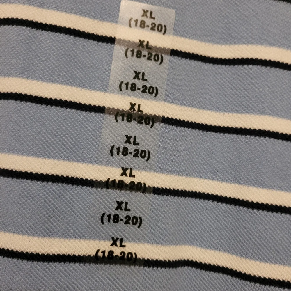 NWT- Polo Ralph Lauren Blue and White Striped Polo Shirt Boys Size 18-20 - Picture 7 of 9